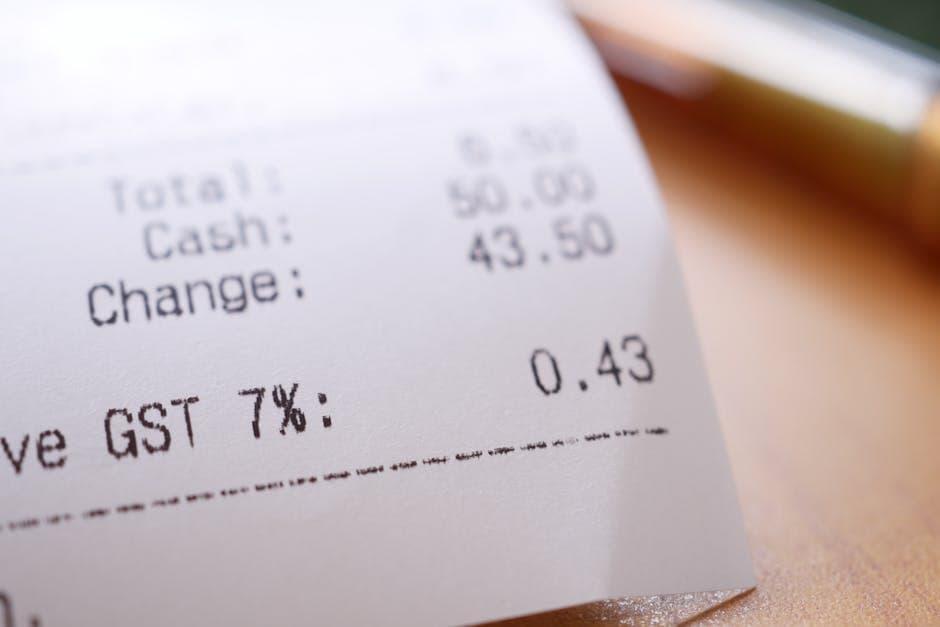 Printed receipt from a French cash register