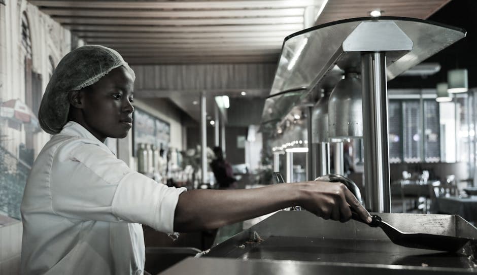 Modern African restaurant interior with diners