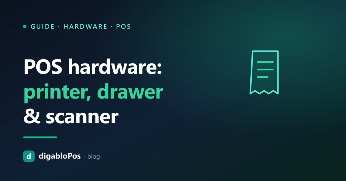 Illustration: POS hardware, printer, cash drawer and scanner