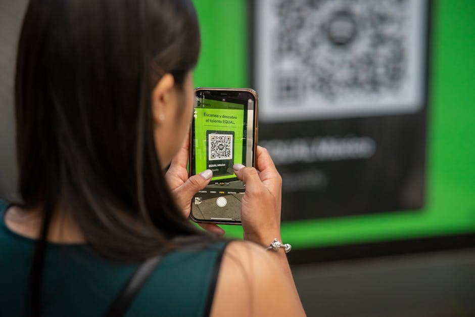 Customer scanning a QR code menu in a restaurant